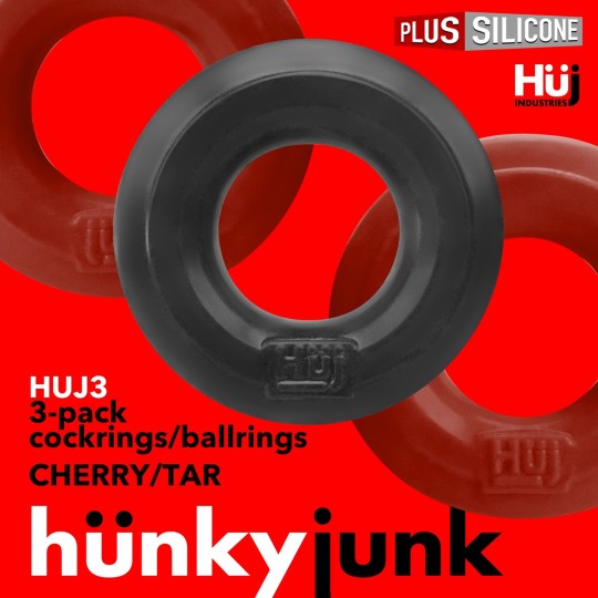 HÜJ Pack 3 Cock Balls Ring Cherry Ice HÜNKYJUNK 4