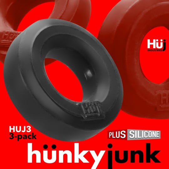 HÜJ Pack 3 Cock Balls Ring Cherry Ice HÜNKYJUNK 3