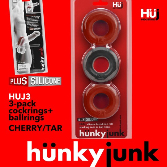 HÜJ Pack 3 Cock Balls Ring Cherry Ice HÜNKYJUNK 5